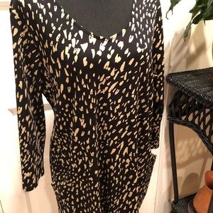 NWT CHICOS TUNIC TOP-BLACK/TAN-SZ-2-